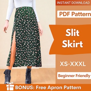 Skirt pattern | XS-XXXL | Slit Skirt Sewing Pattern | Easy Skirt Pattern, Skirt for women PDF Pattern Skirt with zipper pattern Sewing Skirt