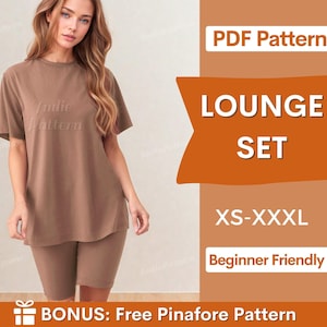 Gemütliches Set Schnittmuster, Loungewear Schnittmuster, Frauen T-shirt und Leggings Schnittmuster, Lounge Schnittmuster, Homewear Schnittmuster, Pyjama Schnittmuster