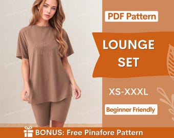 Comfy Set Sewing Patterns, Loungewear Patterns, Women T-shirt and Leggings Pattern, Lounge Pattern, Homewear Pattern, Pajama Sewing Pattern