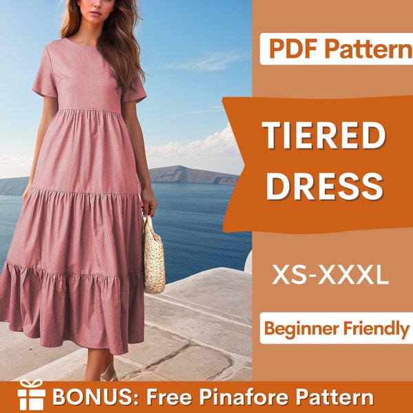 Tiered Dress Sewing Pattern | Dress Pattern | Sewing Patterns | Women Patterns | Casual Dress | Summer Dress | Comfy Dress | Womens Dress