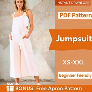 Jumpsuit Sewing Pattern | XS-XXL | Overalls pattern | Jumpsuit PDF Pattern |Women&#39;s Jumpsuits | Dungaree Pant Loose Trouser | Sewing Pattern