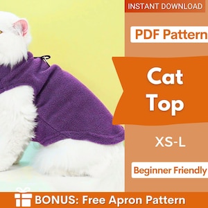 猫の型紙、猫のトップスの型紙、ペットの型紙、猫用型紙、ペット用型紙、猫用ジャケット、猫の服の型紙
