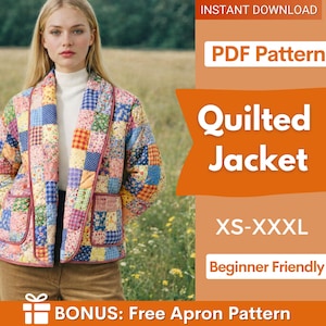 Damen Steppjacke Schnittmuster | Gestepptes Mantel-Muster | Schnittmuster | Jacke Schnittmuster | Frauen Schnittmuster Jacke Mantel