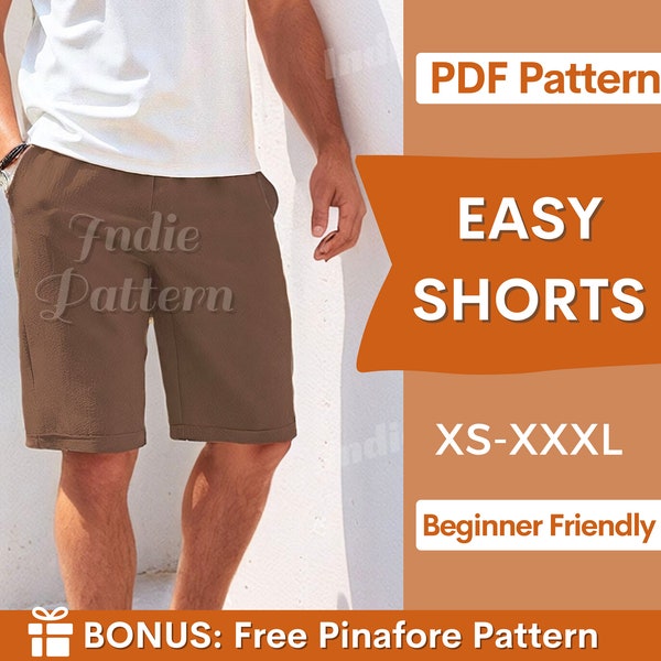 Shorts Pattern for Men | Men Sewing Pattern | Elastic Waistband Shorts Men PATTERN | Sewing Pattern Shorts Men | Shorts Pattern, Men Pattern