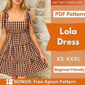 Summer Dress Sewing Pattern | Shoulder Tie Dress Pattern | Tiered Dress Pattern | Gathered Dress Pattern | Ruffle Dress Pattern Women