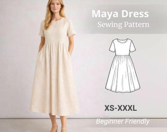 Wykrój sukienki Maya | Sukienka z kieszeniami | Wykrój sukienki lnianej | Wykroje damskie | Sukienka letnia | Sukienka damska