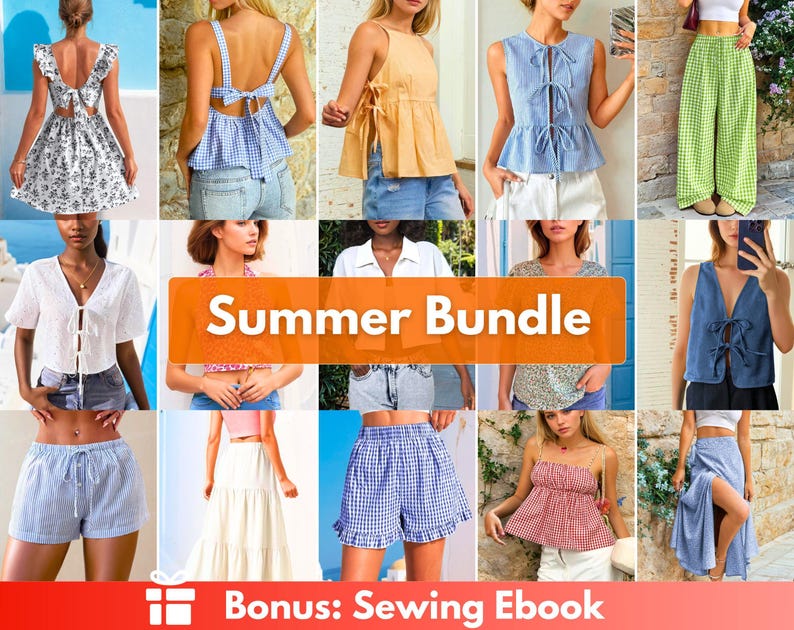 Summer Patterns Bundle | Women Sewing Patterns | Beginner Patterns | Dress Pattern | Pants Sewing Patterns | Skirt Pattern | Shorts Pattern image 1