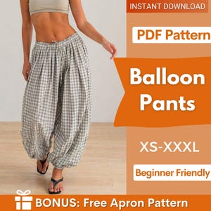 Schnittmuster für Ballonhosen, Hosen mit weitem Bein, Hosen mit weitem Bein, Damenhosen, Baggy-Hosen, Haremshosen