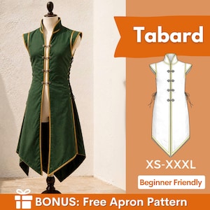 Tabard Sewing Pattern for Men | Tunic Pattern | Warrior Robe Pattern | Costume Sewing Pattern | Fantasy Pattern | Beginner Pattern
