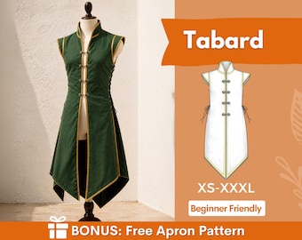 Tabard Sewing Pattern for Men | Tunic Pattern | Warrior Robe Pattern | Costume Sewing Pattern | Fantasy Pattern | Beginner Pattern