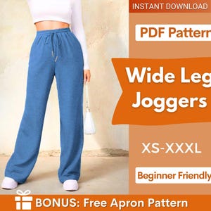 Joggers Sewing Pattern, Women&#39;s Sweatpants Pattern, Easy Jogger Sewing Pattern, Wide Leg Jogger Pants, Yoga Pants, Loungewear Pants Pattern