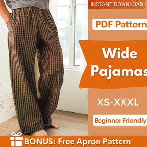 Pajama Pants Sewing Pattern for Men, Wide Leg Pajama Pants, Pajama Pants pattern, Men Pants Sewing Pattern, Men Sewing Patterns Pajama