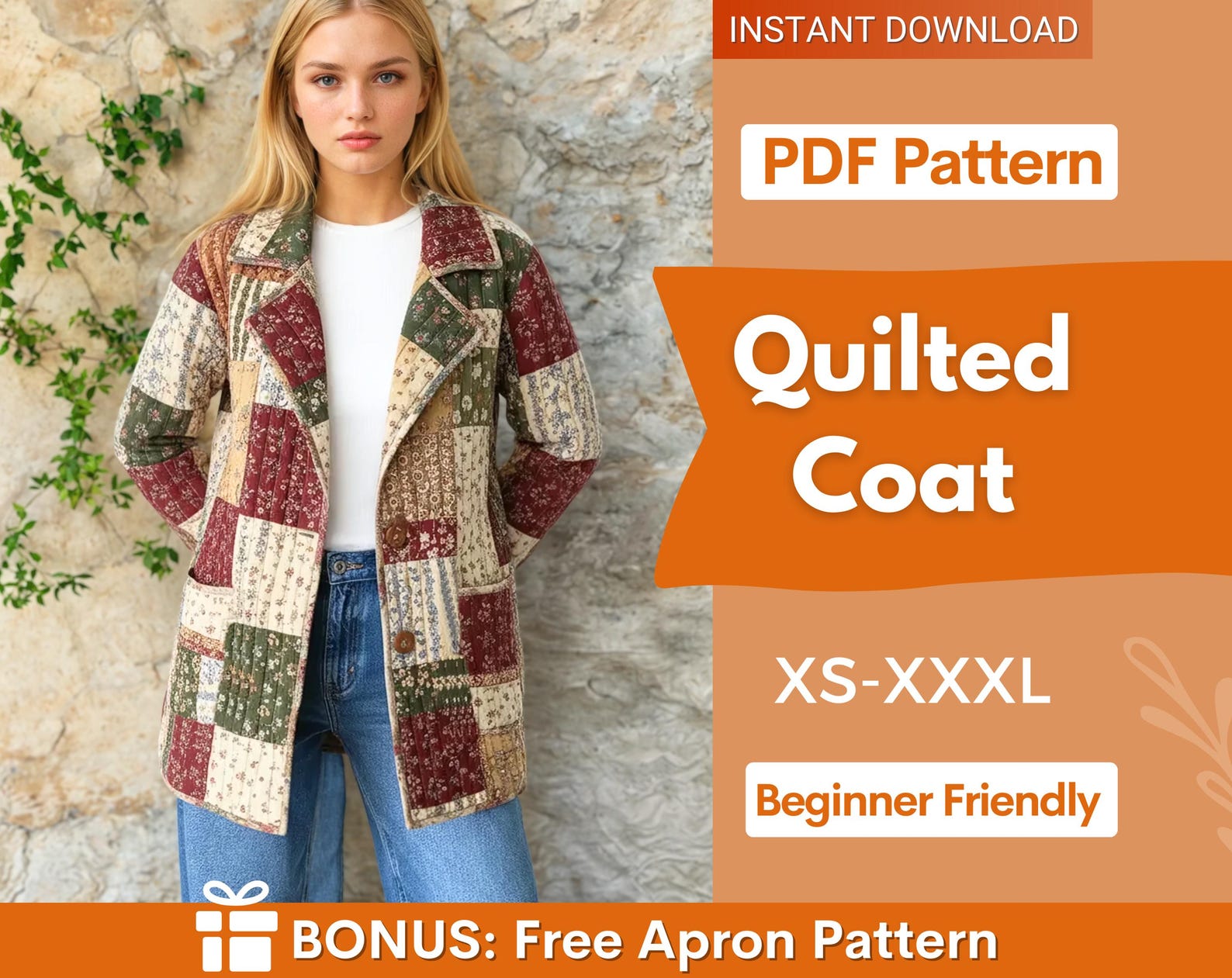 Quilted Coat Sewing Pattern | Coat Pattern | Sewing Patterns | Women ...