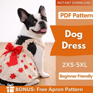 Mönster för hundklänning, XXS-5XL, Symönster för husdjur, Symönster hund, Klänningmönster hund, Husdjursmönster, Mönster för hundklänning