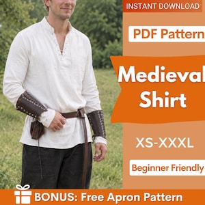 Medieval Shirt Sewing Pattern for Men, Medieval Shirt Pattern, Mens Costume Sewing Pattern, Tunic Cosplay Pattern, Medieval Costume Pattern