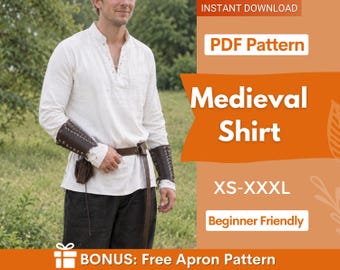 Medieval Shirt Sewing Pattern for Men, Medieval Shirt Pattern, Mens Costume Sewing Pattern, Tunic Cosplay Pattern, Medieval Costume Pattern