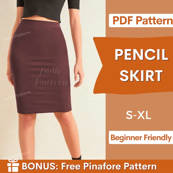 Patron de couture de jupe crayon pour femme - Patron de jupe formelle taille haute - Patron PDF de jupe facile - Patron de couture PDF - Jupe tubulaire