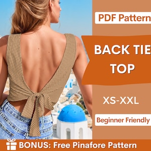 Women Top Pattern | Back Tie Top | Top Sewing Pattern PDF | Tie Top | Sewing Pattern for Women | Open Back Top Pattern | Beginner pattern