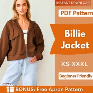 Jacket Sewing Pattern | Sewing Patterns | Women Patterns | Hoodie Sewing Pattern | Jacket Pattern | Crop Jacket  | Zip Jacket Hoodie