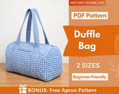 Duffle Bag Pattern | Bag Sewing Pattern | Beginner Pattern | Travel Bag Pattern | Large Bag Pattern | Beginner Bag Pattern
