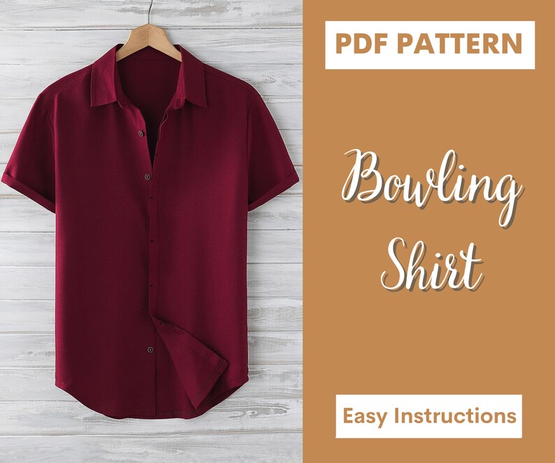 Bowling Shirt Sewing Pattern Men Shirt Pattern Men's Etsy