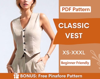 Vest Sewing Pattern, Waistcoat Pattern, Sewing Patterns, Women Pattern, Vest pattern, Top Sewing Pattern for Women, Women Vest Pattern