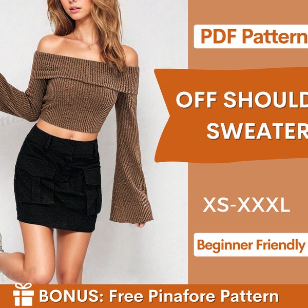 Off Shoulder Sweater Sewing Pattern | Sweater Pattern | Womens Top Pattern | Sewing Patterns | Women Patterns | Off Shoulder Top Pattern