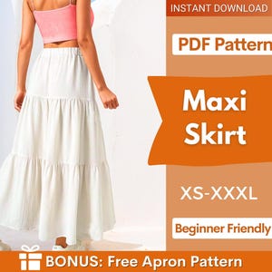 Maxi Skirt Sewing Pattern | Skirt Pattern | Women Skirt Pattern | Sewing Patterns | Women Sewing Pattern, Long Skirt Pattern, Tiered Skirt