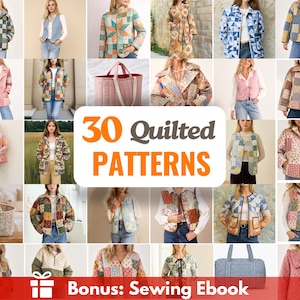 30 Quilted Sewing Patterns Bundle | Women Sewing Patterns | Jacket Sewing Pattern | Vest Pattern | Patchwork Patterns | Coat Patterns Women