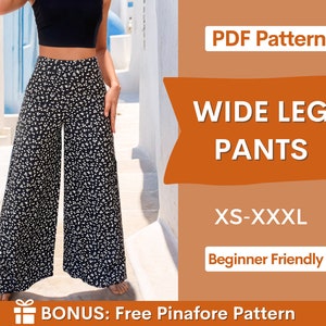 Pants Pattern for Women | Wide Leg  Pants Sewing Pattern | Summer Pants Pattern | Sewing Patterns | Women Sewing Pattern | High Waist Pants