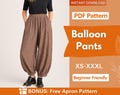 Pants Sewing Pattern, Barrel Leg Pants Pattern, Balloon Pants, Wide Leg Pants Sewig Pattern, Women Sewing Pattern Pants, Baggy Pants Pattern product logo