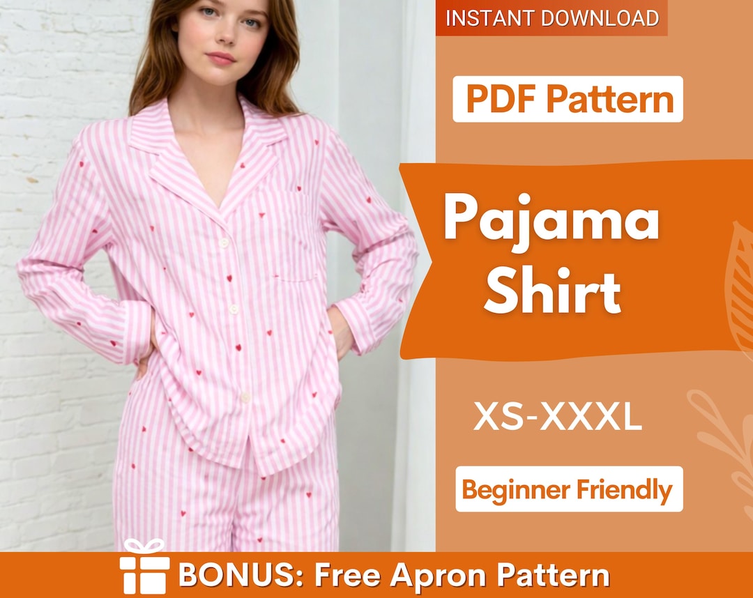 Long Sleeve Pajama Shirt Sewing Pattern | Pajama Shirt Pattern | Women ...