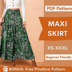 Maxi Skirt Pattern XS-XXXL Skirt PDF Sewing Pattern Skirt Pattern Beginner Sewing Pattern Women Sewing Pattern, Long Skirt Pattern image 1