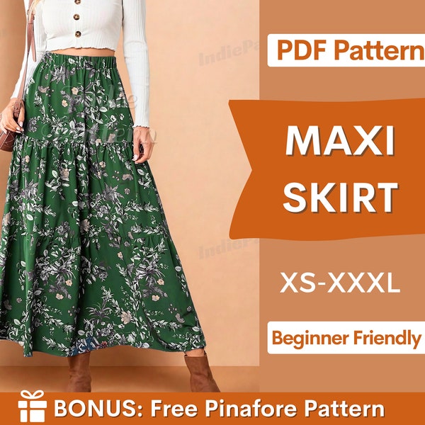 Maxi Skirt Pattern | XS-XXXL | Skirt PDF Sewing Pattern | Skirt Pattern | Beginner Sewing Pattern | Women Sewing Pattern, Long Skirt Pattern