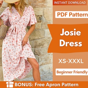 Maxi Dress Sewing Pattern | Wrap Dress Pattern |Summer Dress Pattern | Women Sewing Pattern | Women Dress | Sewing Patterns for Women Dress