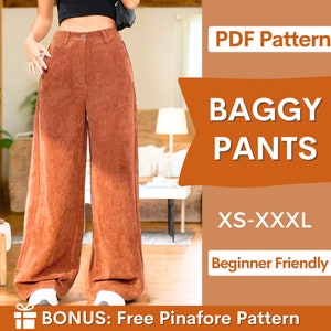 Brown Corduroy Pants, High Waist Corduroy Pants Women, Loose Pants