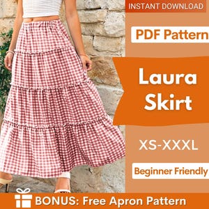 Maxi Skirt Pattern | Skirt Sewing Pattern | Women Skirt Pattern | Sewing Patterns | Women Sewing Pattern, Long Skirt Pattern, Tiered Skirt