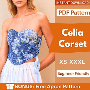 Corset Sewing Pattern | XS-XXXL | Corset Top Sewing Pattern | Sewing Patterns | Women pattern | Bodice Pattern | Stays Pattern