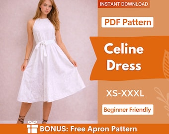 Wykrój sukienki Celine z halterem | Wykrój sukienki letniej | Wykroje krawieckie | Wykroje damskie | Sukienka balowa | Wykrój sukienki bez rękawów