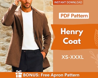Coat Sewing Pattern for Men | Jacket Sewing Pattern Men | Coat Pattern | Men Jacket Sewing Pattern | Men's Sewing Pattern | Coat Jacket Men