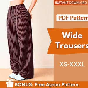Hose mit weitem Bein Schnittmuster | Frauen Hose Muster | Schnittmuster | Hosen-Schnittmuster | Frauen Schnittmuster | Palazzo Hose Schnittmuster