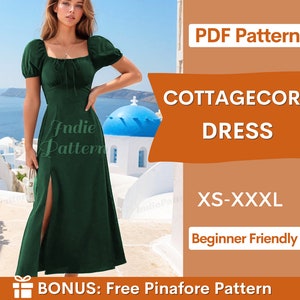 Schnittmuster Kleid Kleid für Frauen | Milchmädchen Kleid Schnittmuster | Kleider Schnittmuster | Cottagecore Schnittmuster | Frauen Muster | Schnittmuster Maxikleid