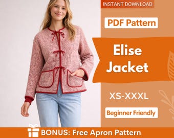 Elise Jacket Sewing Pattern | Coat Pattern | Sewing Patterns | Jacket Pattern | Women Sewing Pattern Jacket Coat | Beginner Jacket