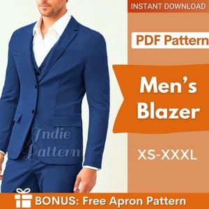 Patroon colbert heren | Naaipatroon jas heren | Naaipatroon herenblazer | Herenpatroon |  Pakpatroon voor heren | Naaipatroon heren