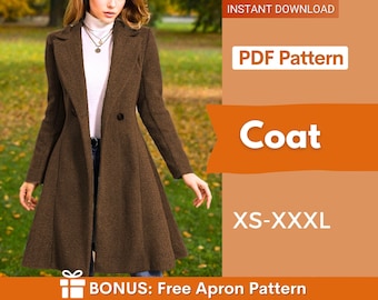 Coat Pattern | Winter Coat Sewing Pattern | Long Coat PDF Pattern | Winter Jacket Sewing Pattern PDF | Women Sewing Pattern