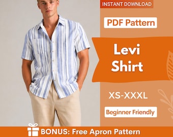 Men Shirt Sewing Pattern, Hawaiian Shirt Pattern, Sewing Pattern for Men, Shirt Pattern, Men's PDF Pattern shirt, Short Sleeves Shirt Men
