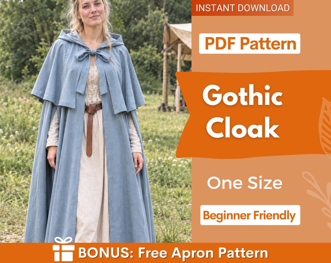 Cosplay Robe Patterns Cloak Sewing Pattern, Cape Pattern, Cloak Pattern, Medieval Cloak ...