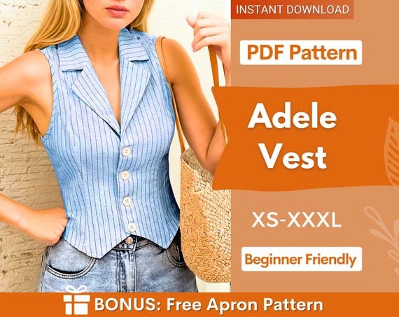 Vest Sewing Pattern, Top Sewing Pattern, Waistcoat Pattern, Sewing Patterns Women, Blazer Women, Trendy Vest, Vest with Collar Pattern