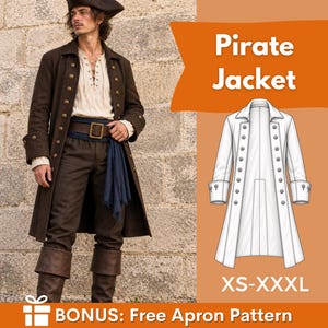 Patroon voor een piratenjas | Piratenpatroon | Naaipatroon voor een piratenkostuum | Kostuumnaaipatroon | Cosplaypatroon voor mannen