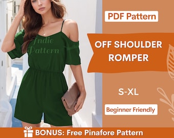 Romper Sewing Pattern for Women PDF | Playsuit Sewing Pattern | Summer Dress Pattern | Jumpsuit Sewing Pattern | Overalls pattern | S-XL